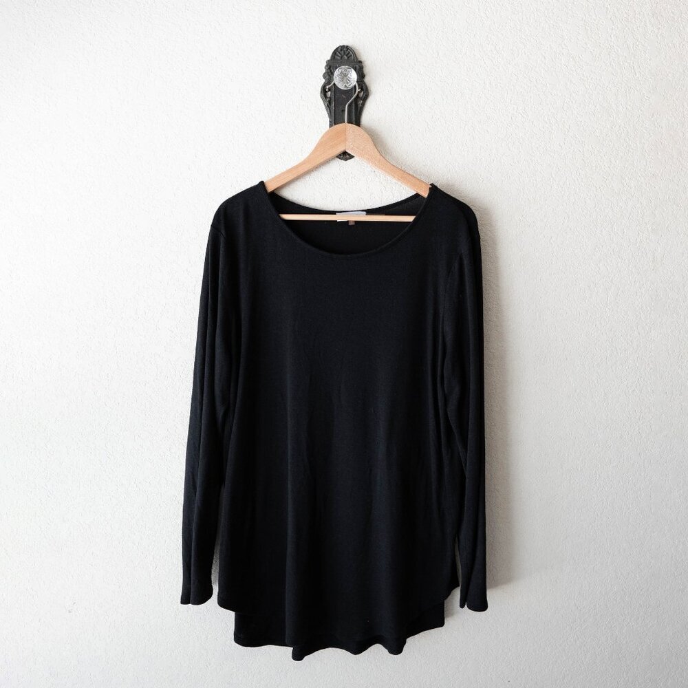 Calvin Klein Womens Black Long Sleeve Top XL Soft Stretch Knit Minimalist